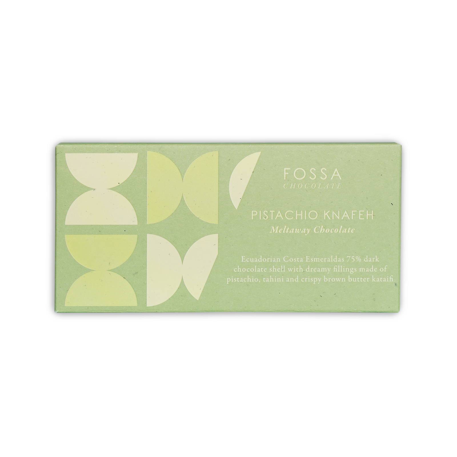 Fossa Milk Pistachio Meltaway Knafeh pale green wrapper
