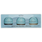 French Broad Classic Hot Chocolate Collection in light blue box with dark mocha milk pots