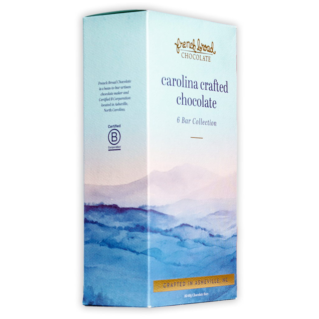 French Broad Chocolate Carolina Crafted 6-Bar Gift Set box