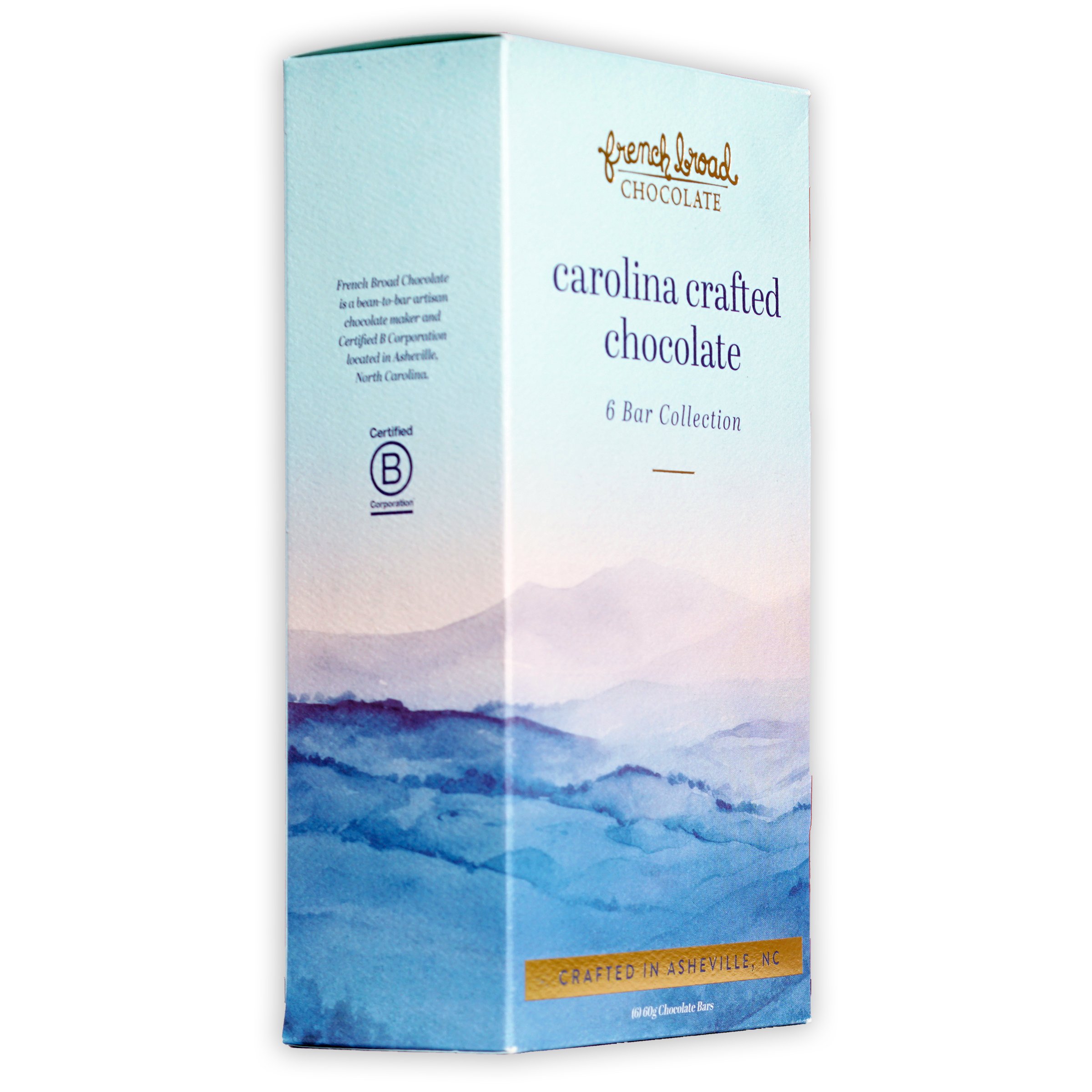 French Broad Chocolate Carolina Crafted 6-Bar Gift Set box