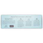 French Broad Classic Hot Chocolate Collection in light blue box with dark mocha milk varieties