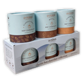 French Broad Classic Hot Chocolate Collection in blue brown cans