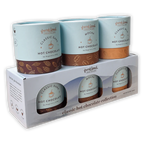 French Broad Classic Hot Chocolate Collection in blue brown cans