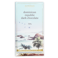 French Broad Dark Chocolate Dominican Republic 70% light blue wrapper with watercolor coastal scene