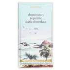 French Broad Dark Chocolate Dominican Republic 70% light blue wrapper with watercolor coastal scene
