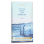 French Broad 69% Dark Chocolate Whiskey Barrel bar with blue gold wrapper