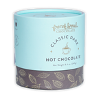 French Broad Dark Hot Chocolate Mix in light blue cylindrical can