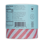 French Broad Peppermint Hot Chocolate in light blue cylinder with red white stripes