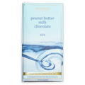 French Broad Milk Chocolate w/ Peanut Butter 45% bar, light blue gold wrap, watercolor peanut butter spoon
