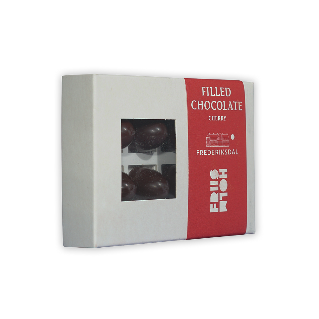 Friis Holm Frederiksdal cherry praline box, white red 8 pcs filled chocolates