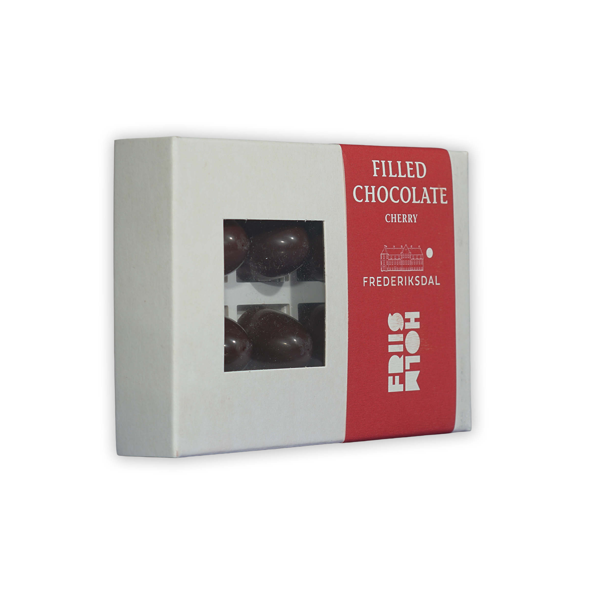 Friis Holm Frederiksdal cherry praline box, white red 8 pcs filled chocolates