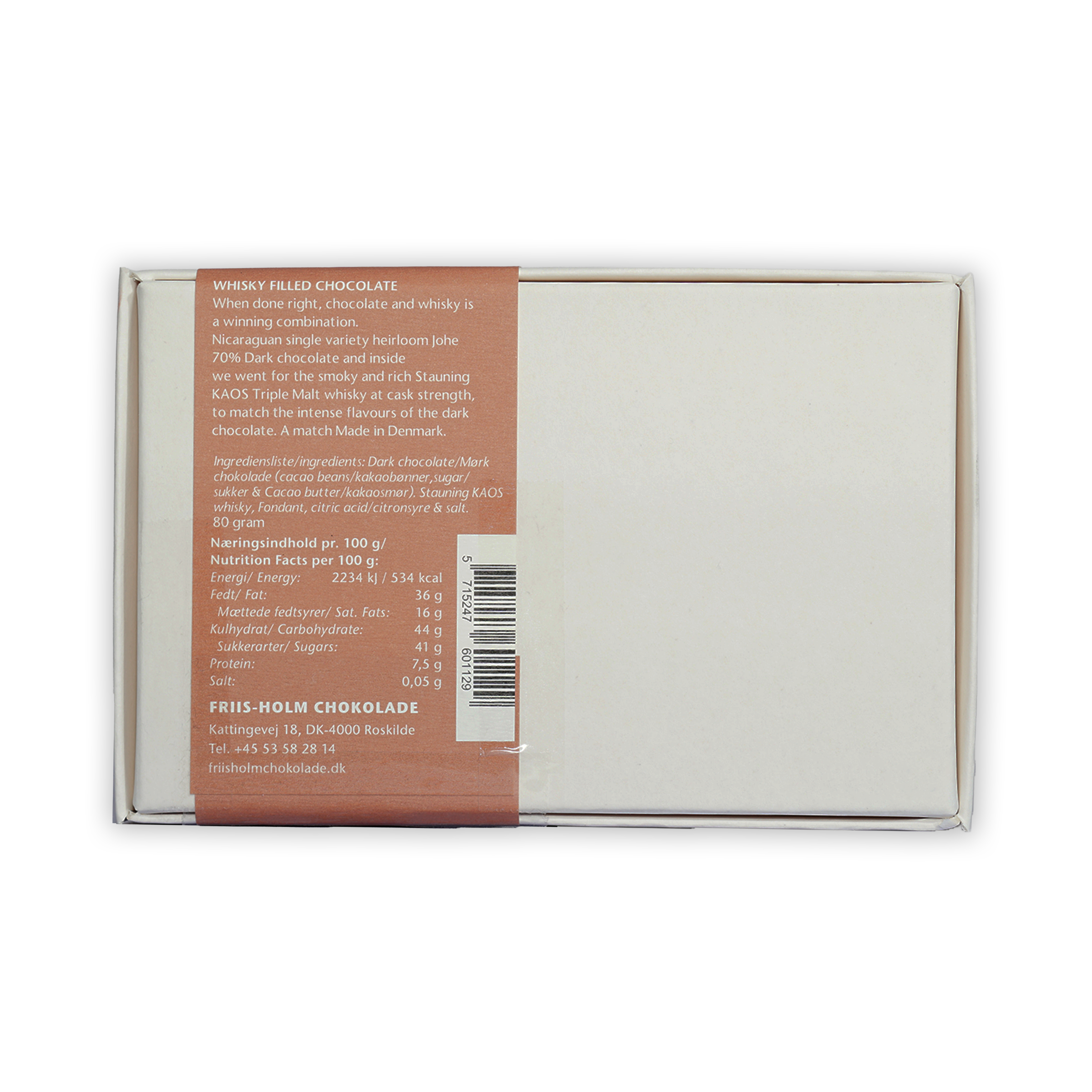 Friis Holm Stauning whisky filled chocolate pralines box, 8 pcs