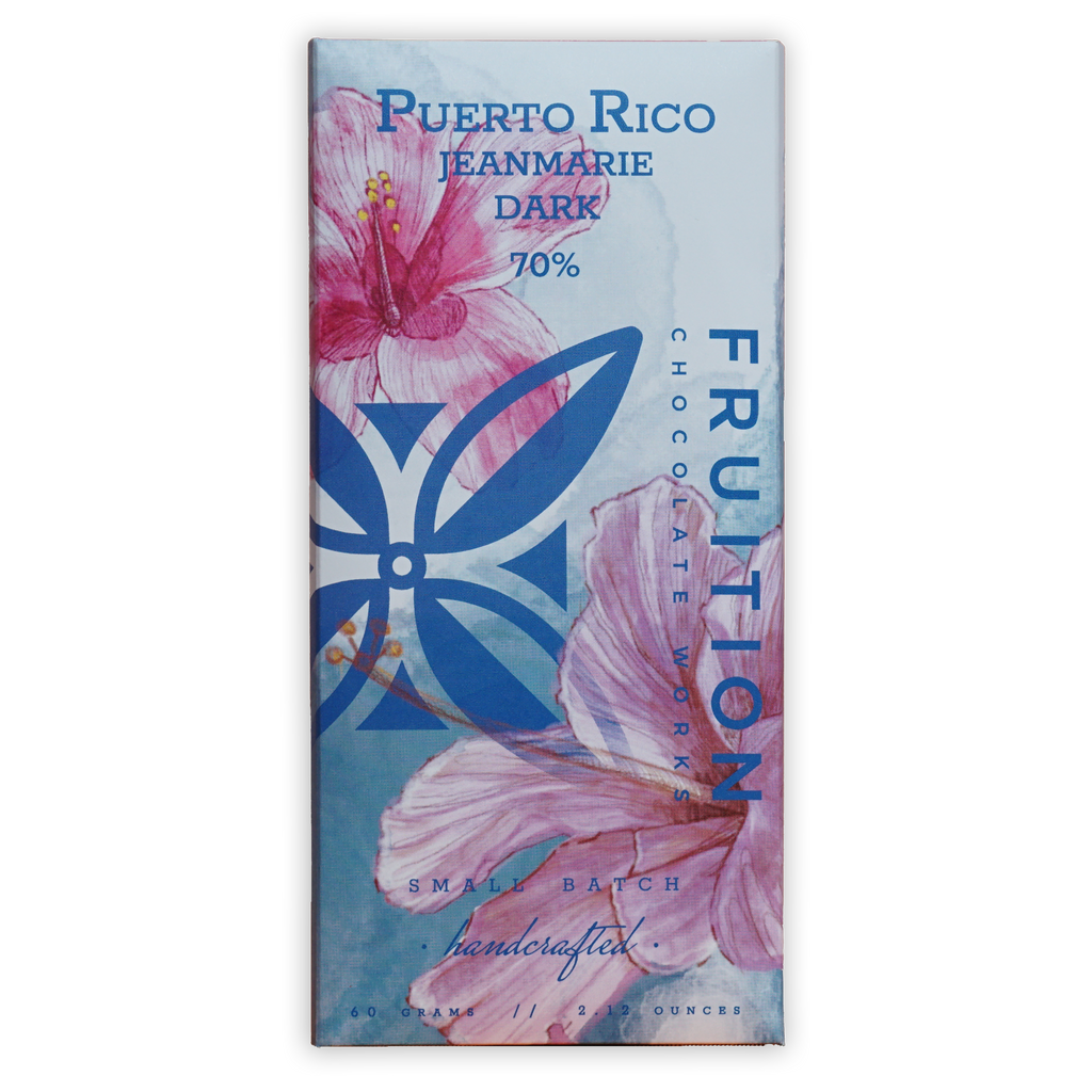 Fruition Dark Puerto Rico Jeanmarie 70% chocolate bar wrapper