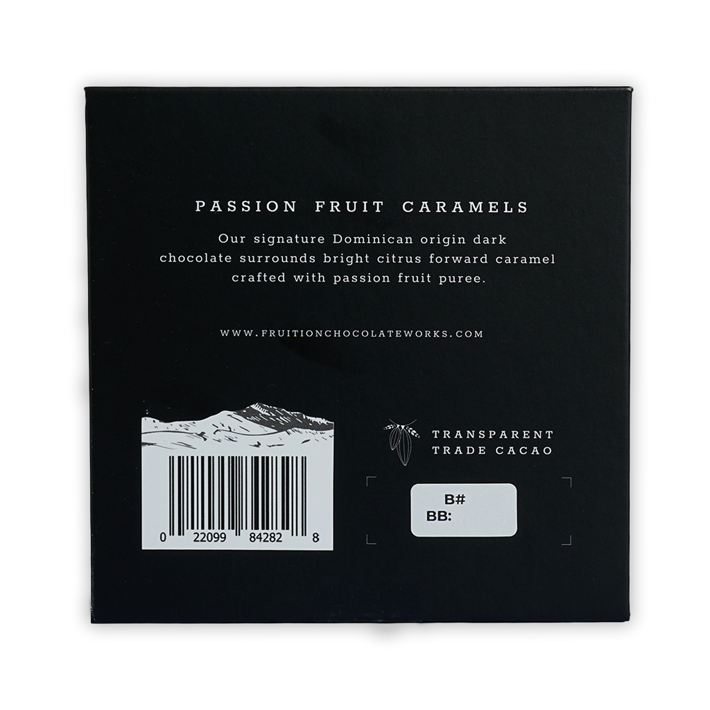 Fruition Passion Fruit Caramels 9 pcs black box