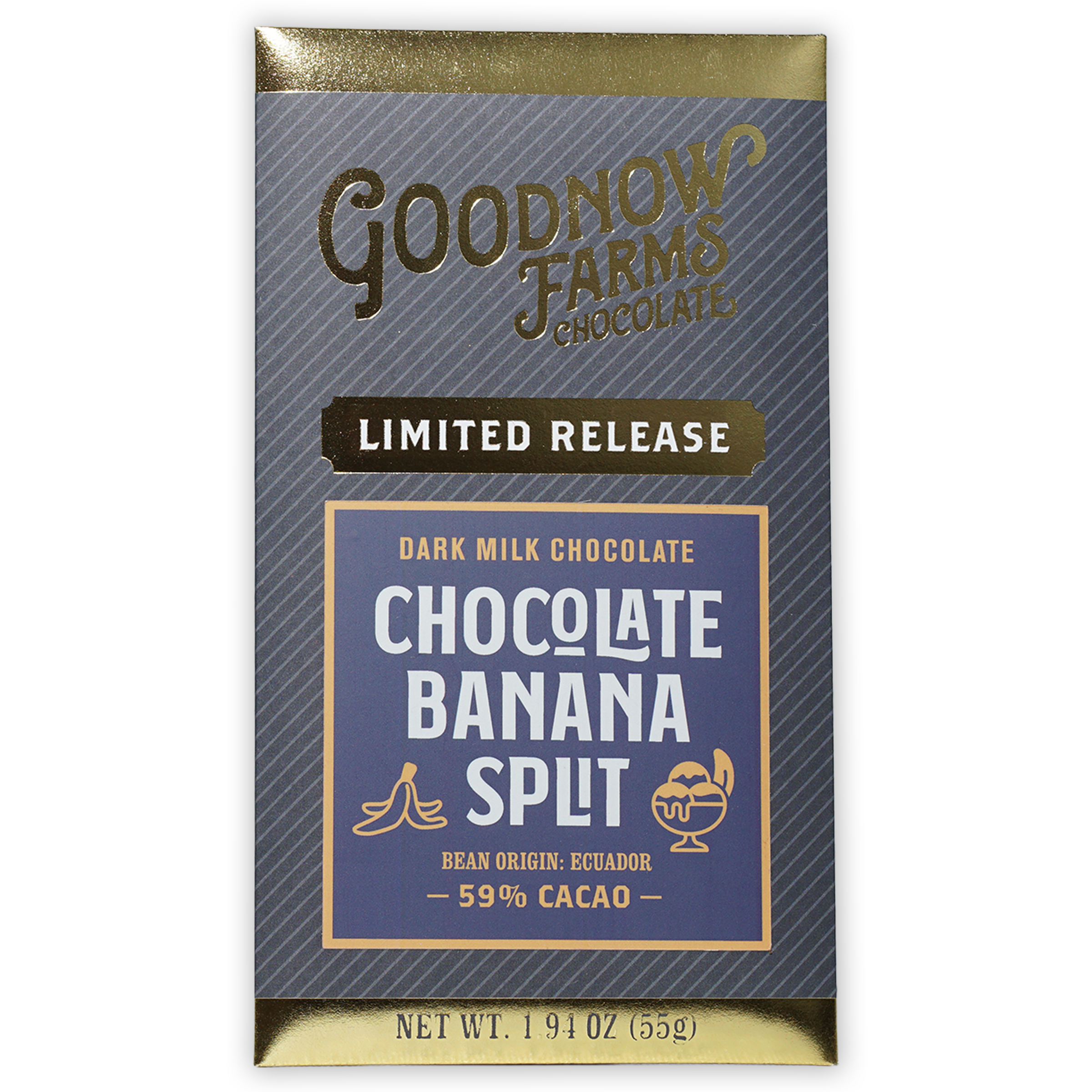 Goodnow Farms Banana Split 59% limited release dark milk chocolate bar