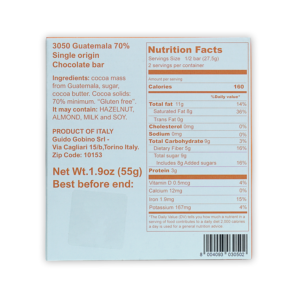 Guido Gobino Guatemala 70% dark chocolate bar wrapper