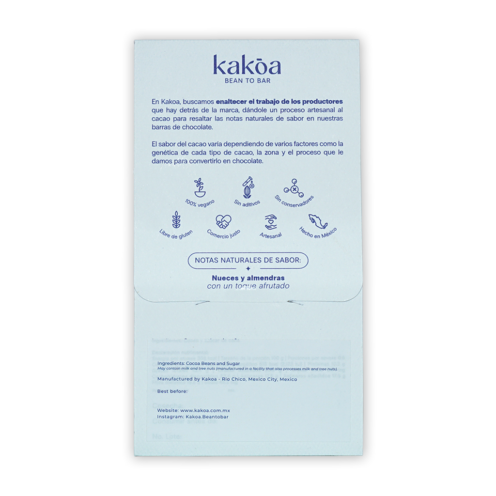 Kakoa Dark Chocolate Criollo Pichucalco 82% light blue packaging