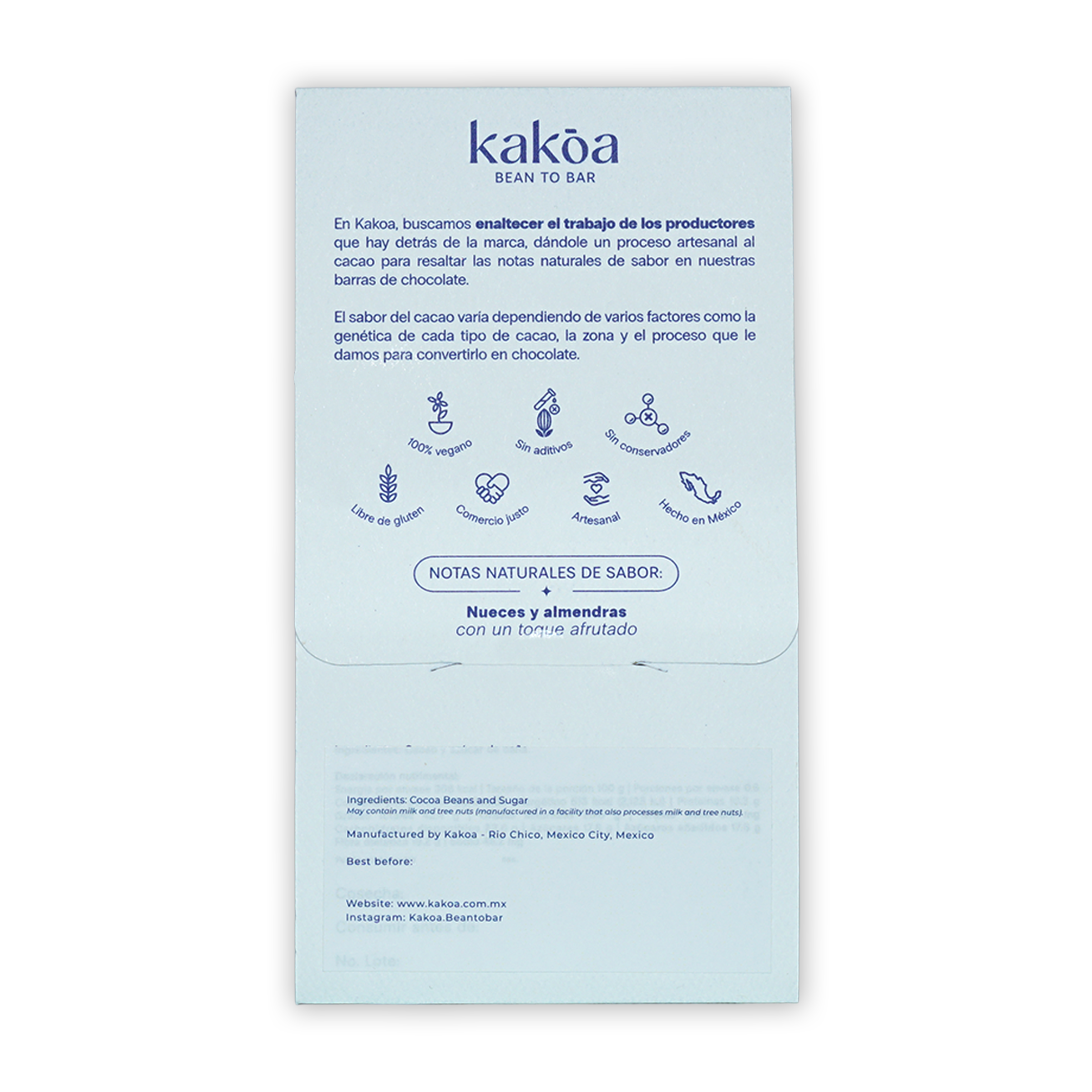 Kakoa Dark Chocolate Criollo Pichucalco 82% light blue packaging