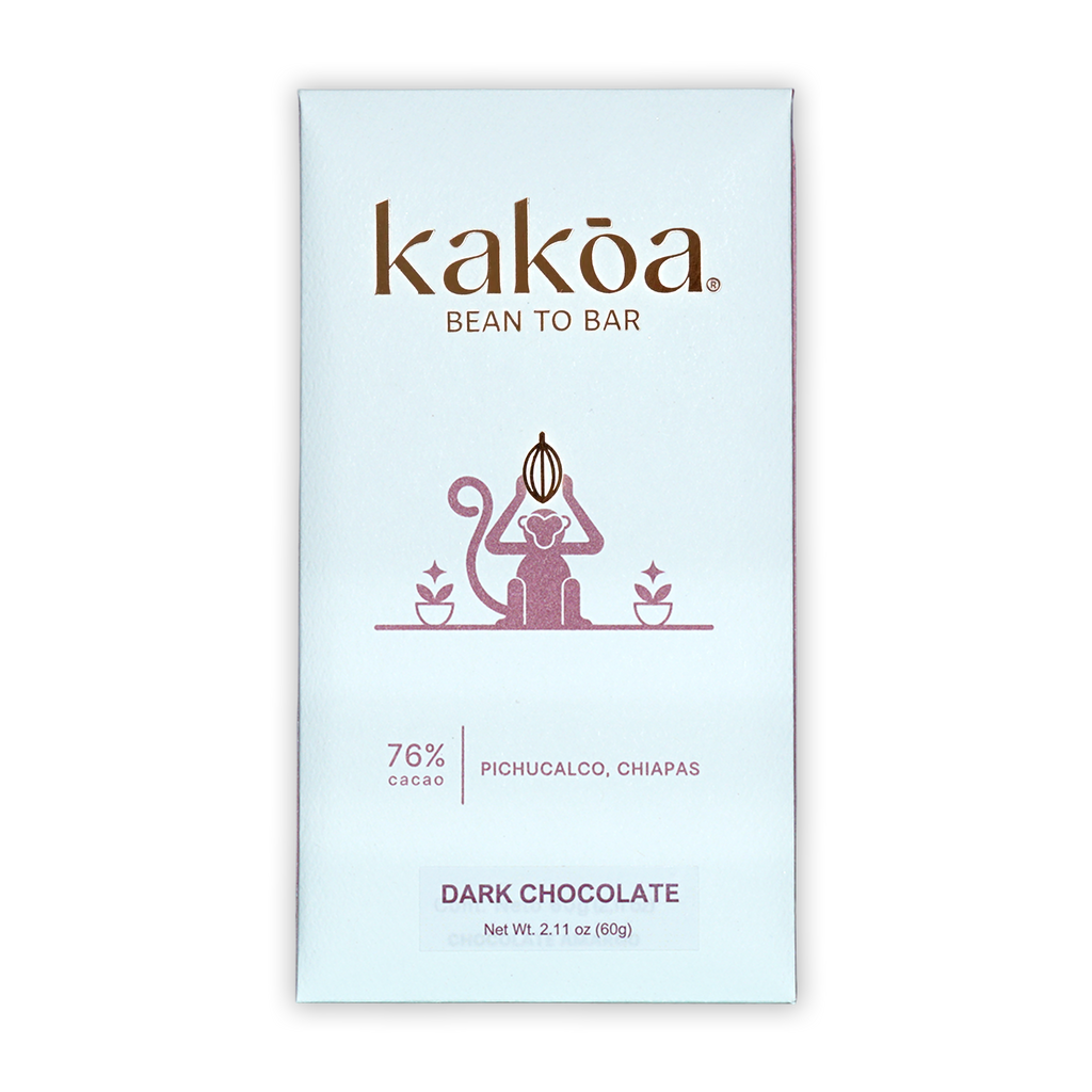 Kakoa Dark Chocolate Pichucalco 76% sleek white minimalist package