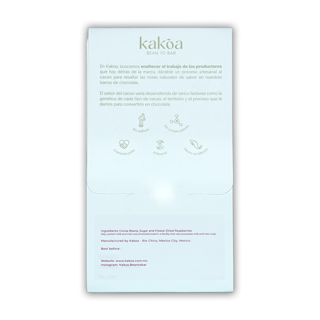 Kakoa Dark Chocolate w/ Raspberry 70% light blue packaging