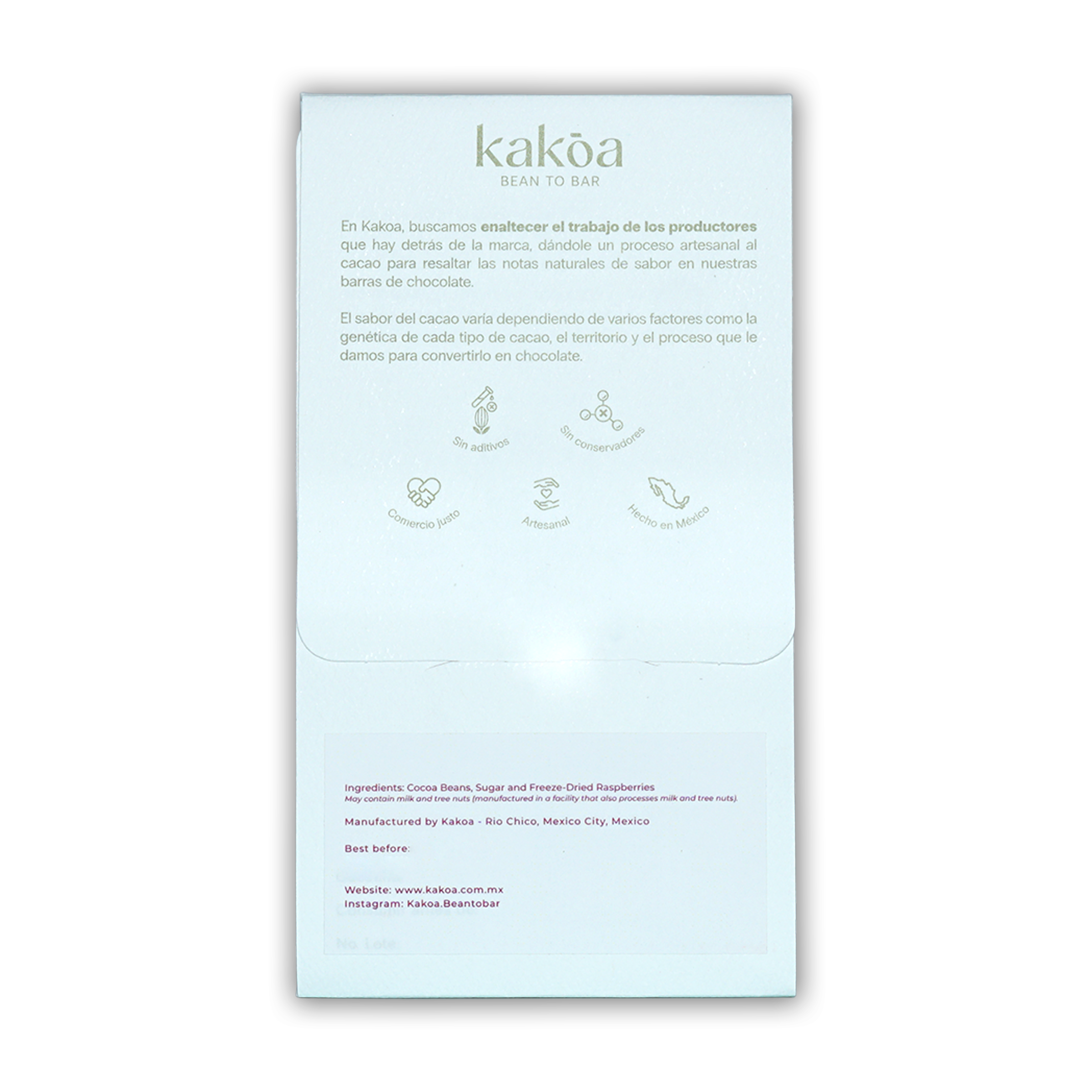 Kakoa Dark Chocolate w/ Raspberry 70% light blue packaging