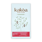Kakoa Dark Chocolate with Raspberry 70% bar, white red package with cocoa pods