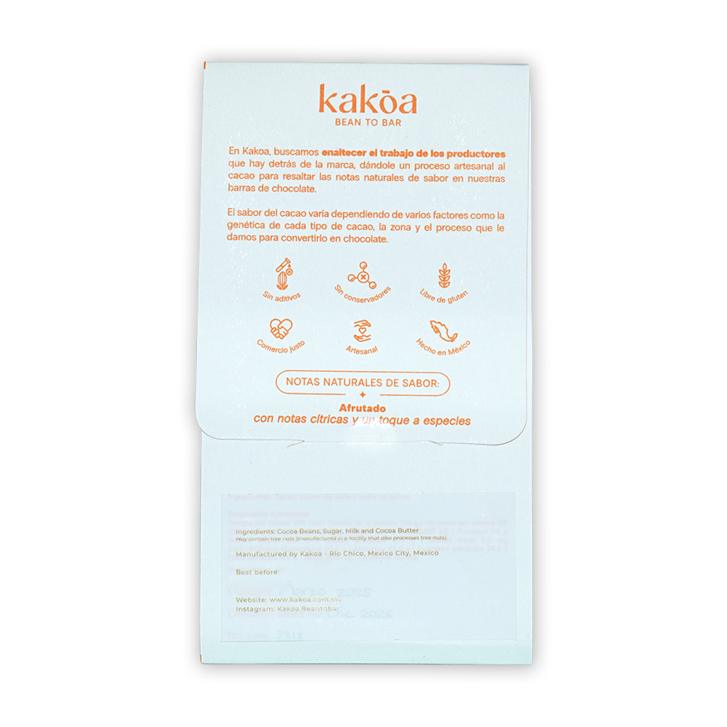 Kakoa Milk Chocolate Arroyo Alcocer 60% light blue wrapper