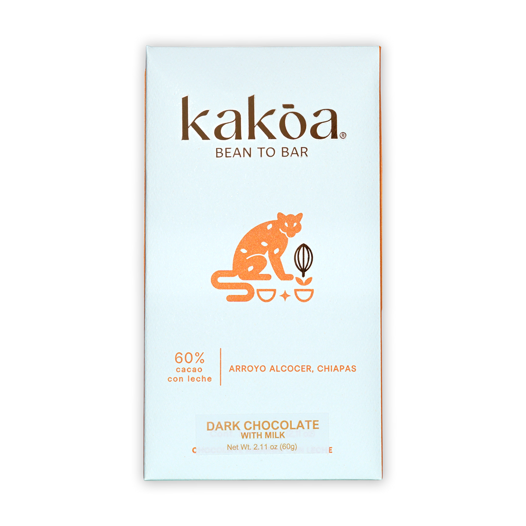 Kakoa Milk Chocolate Arroyo Alcocer 60% bar with jaguar design