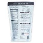 Loon Chocolate Organic Brownie Mix white bag with ingredients and QR code