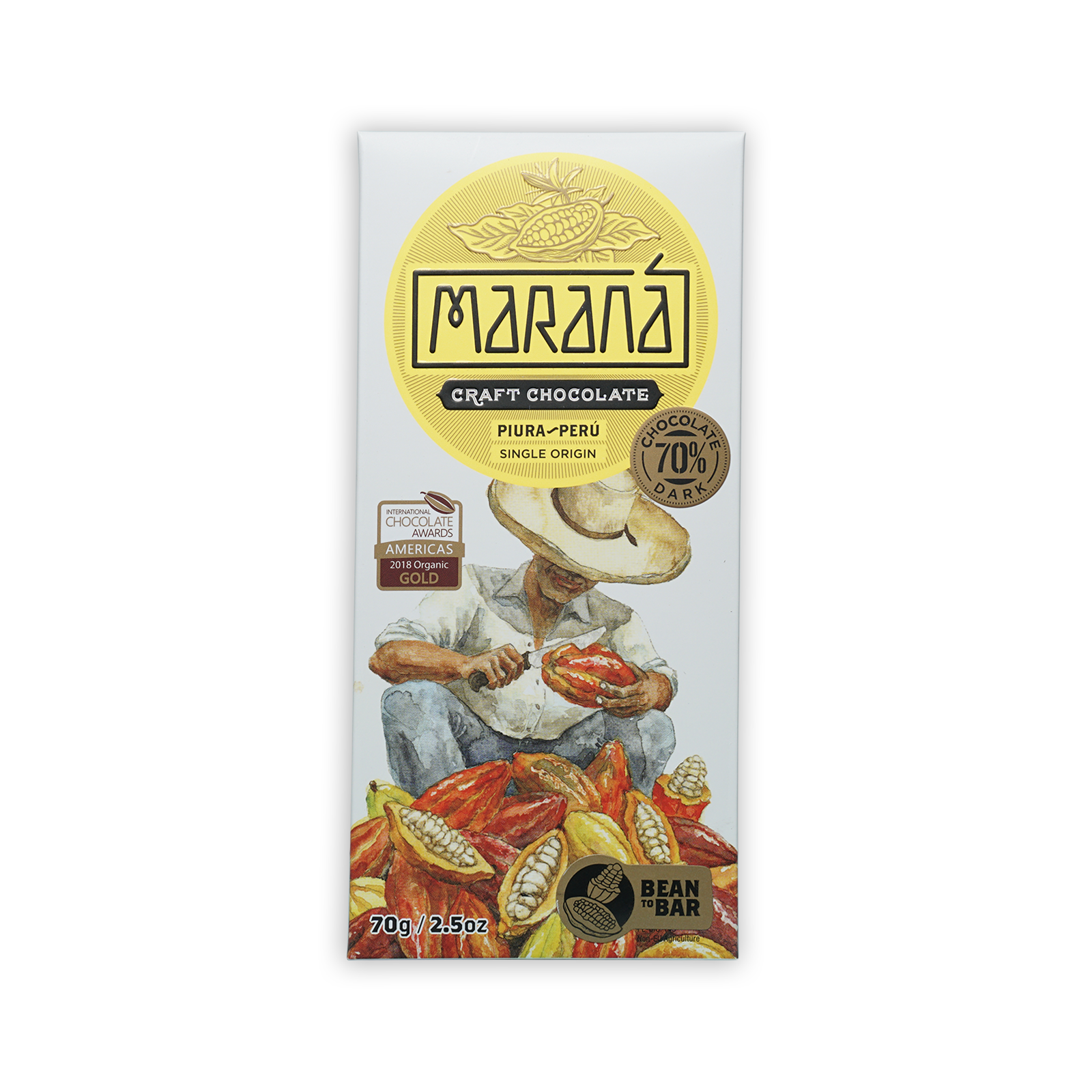 Marana Piura Dark 70% craft chocolate bar from Peru