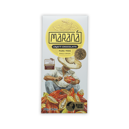 Marana Piura Dark 70% craft chocolate bar from Peru