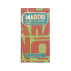 Marou Maison Popped Rice 65% dark chocolate bar in red green foil