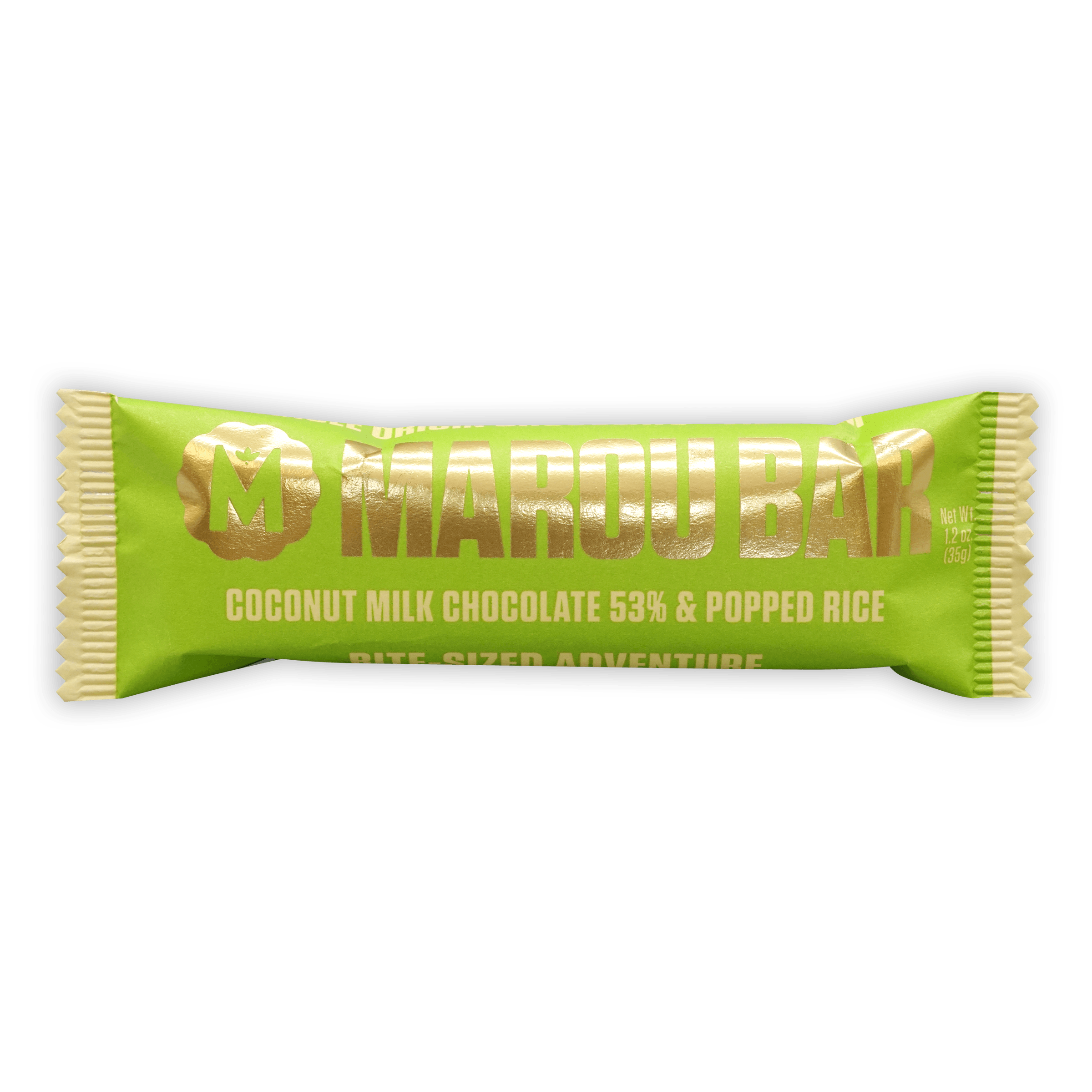 Marou Snack Bars Coconut Milk & Rice 53% vibrant lime green wrapper