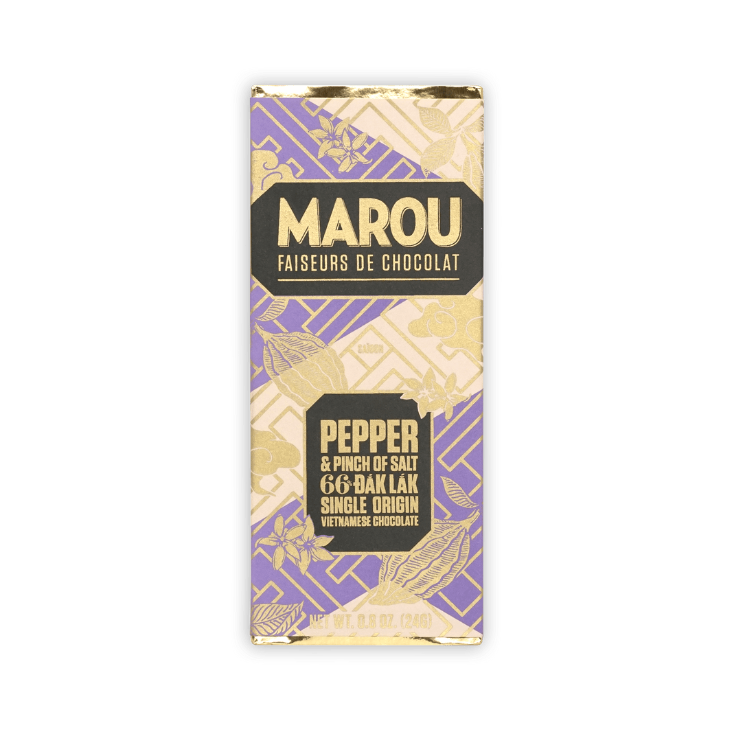 Marou Mini Bars Pepper & Salt 66% purple gold chocolate bar