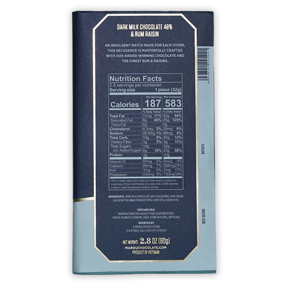 Marou Maison Dark Milk Chocolate Rum & Raisin 48% (Seasonal)