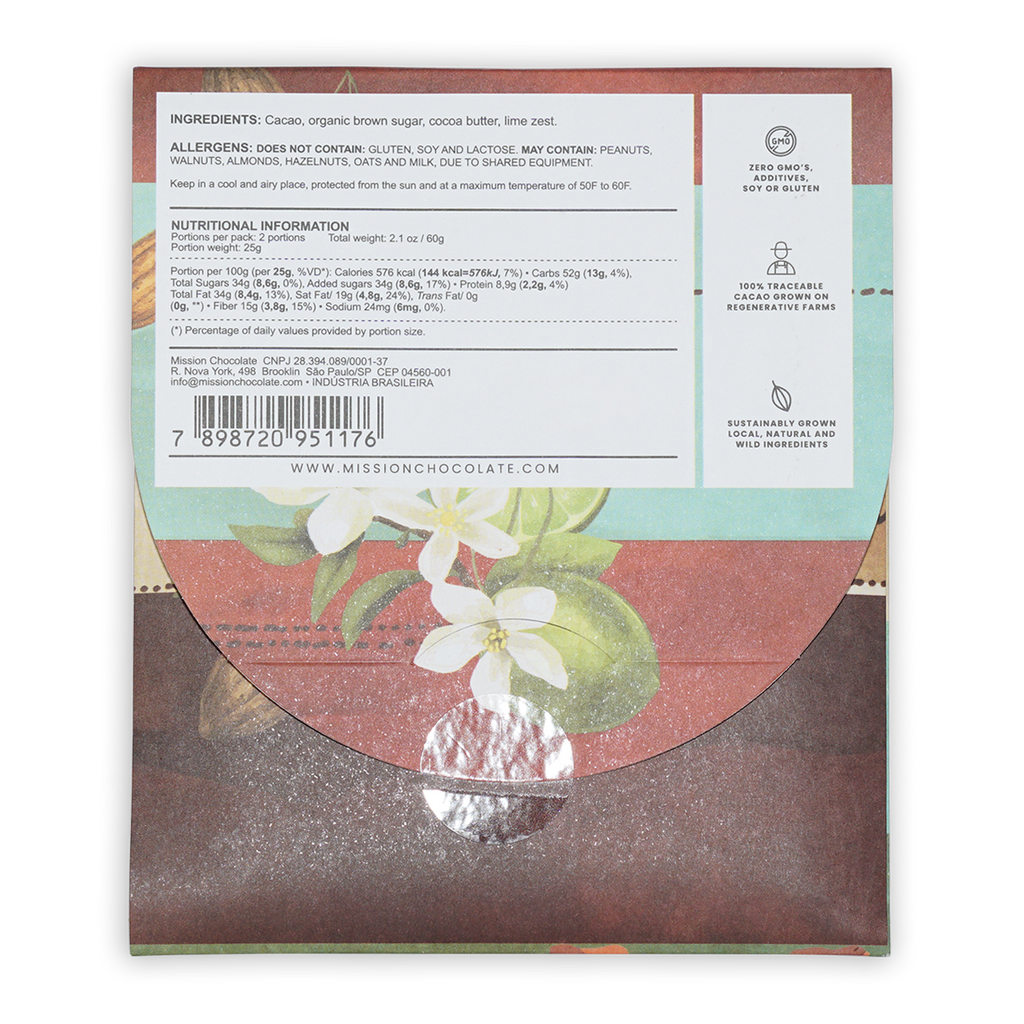 Mission Chocolate Brown Sugar & Lime 60% dark chocolate bar, 2.1 oz
