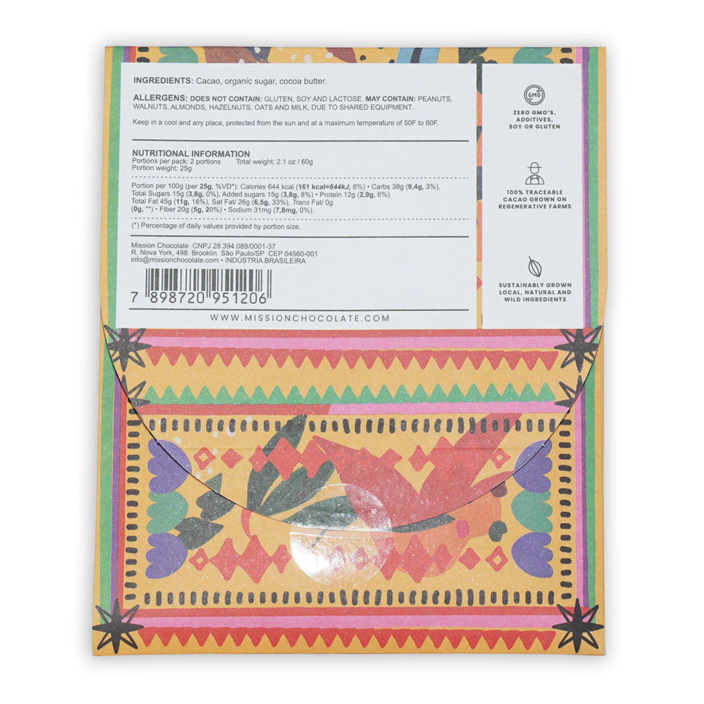 Mission Chocolate Escuro 85% with vibrant geometric floral packaging