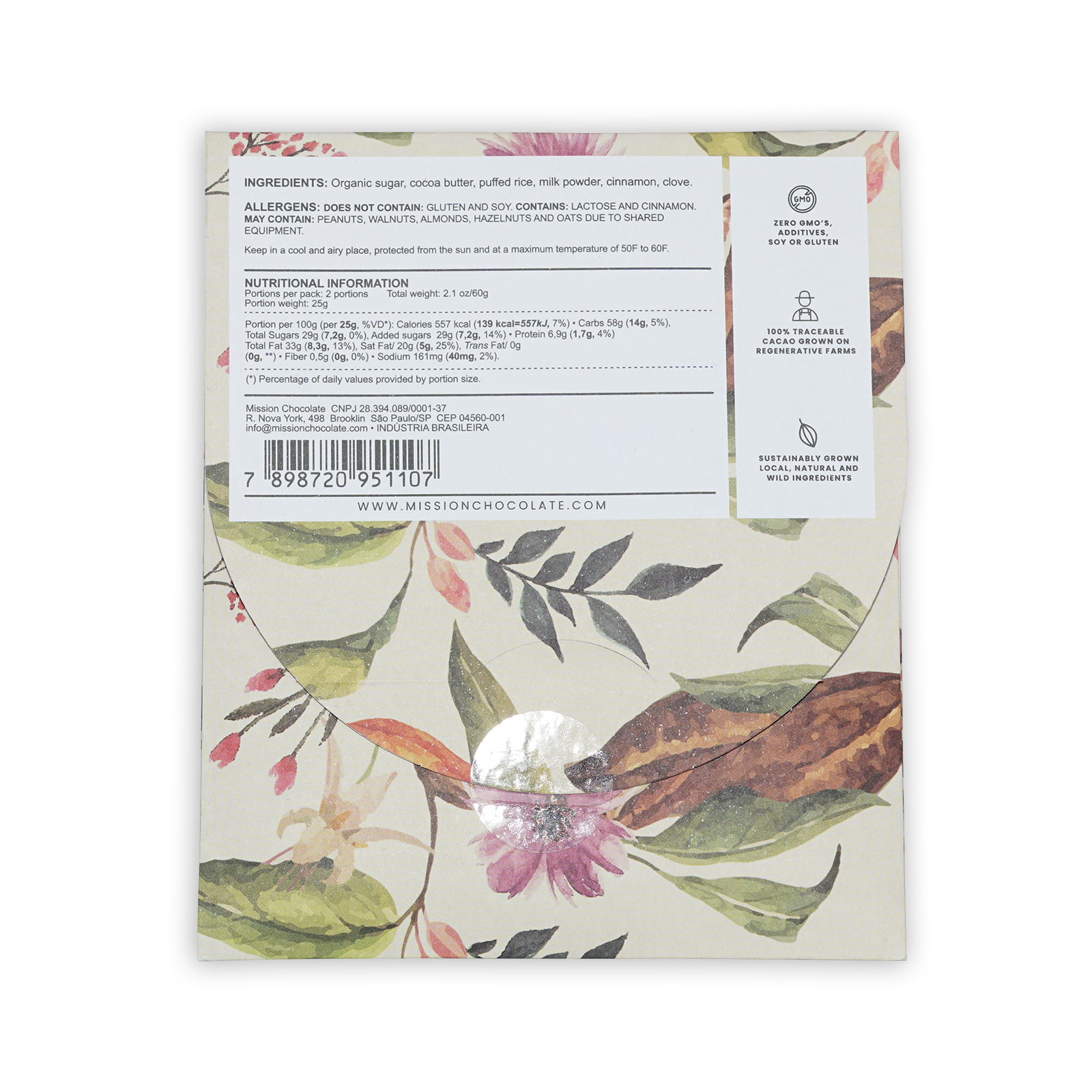 Mission Chocolate Horchata White Chocolate bar in botanical wrapper