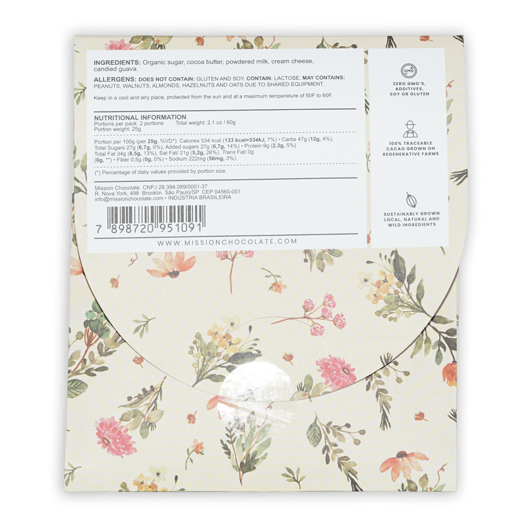 Mission Chocolate Romeo & Juliet white chocolate bar floral wrapper