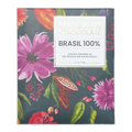 Mission chocolate brasil 100% cacao dark chocolate bar in vibrant floral box with pink red and green botanical illustrations