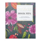 Mission chocolate brasil 100% cacao dark chocolate bar in vibrant floral box with pink red and green botanical illustrations