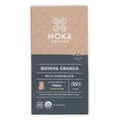 Moka Quinoa Crunch Milk Chocolate 58% bar in beige gray wrapper with gold foil