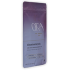 A purple and lavender stand-up pouch of Ora Cacao on side.