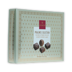 Elegant light green Domori pralines gift box with gold patterns, 12 pcs