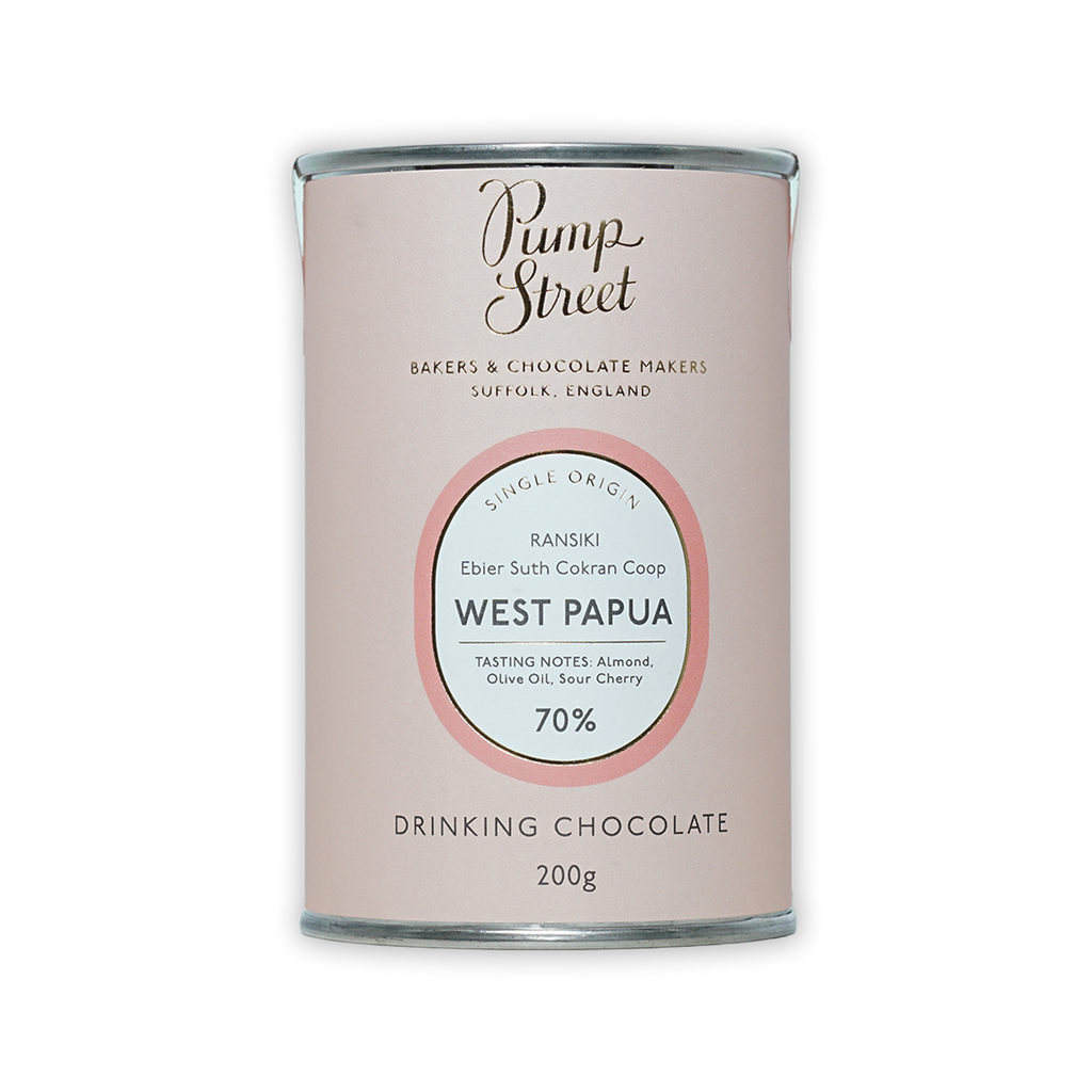 Pump Street Drinking Chocolate West Papua 70% matte pink tin