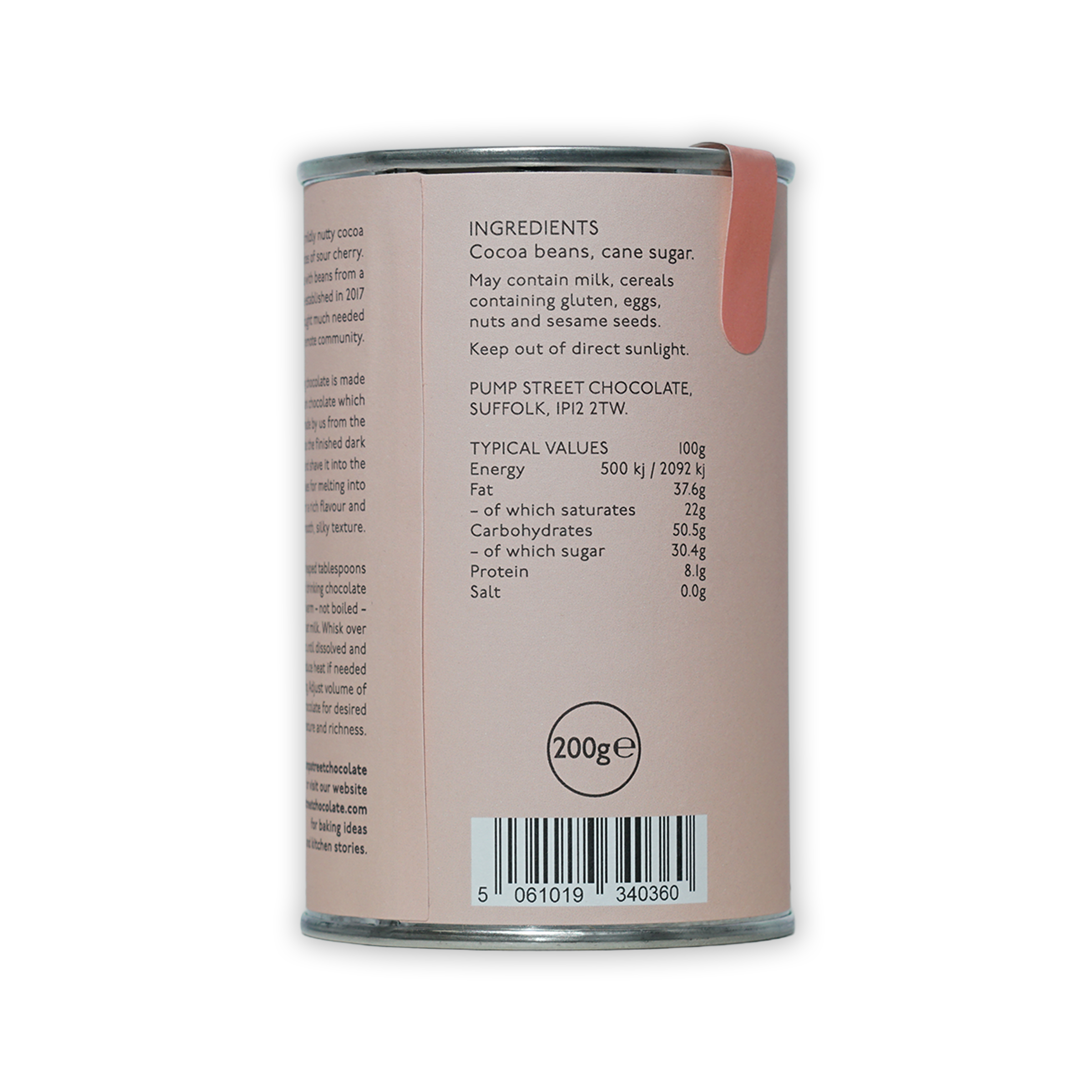 Matte pink Pump Street West Papua 70% Drinking Chocolate can