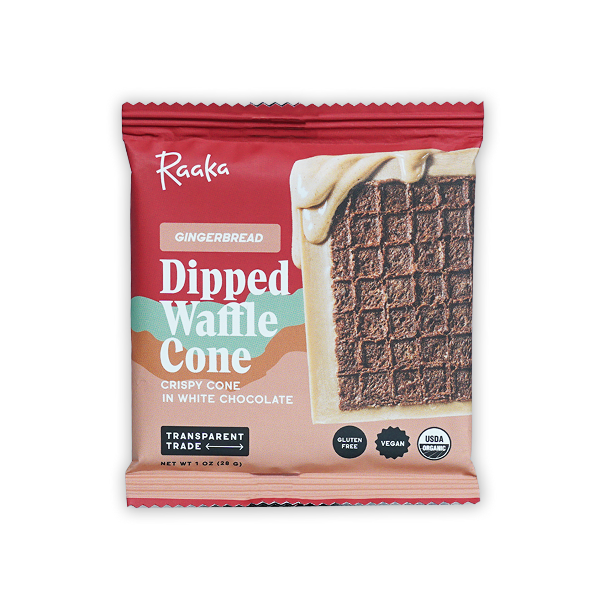Raaka Gingerbread Dipped Waffle Cone packaging on a white background