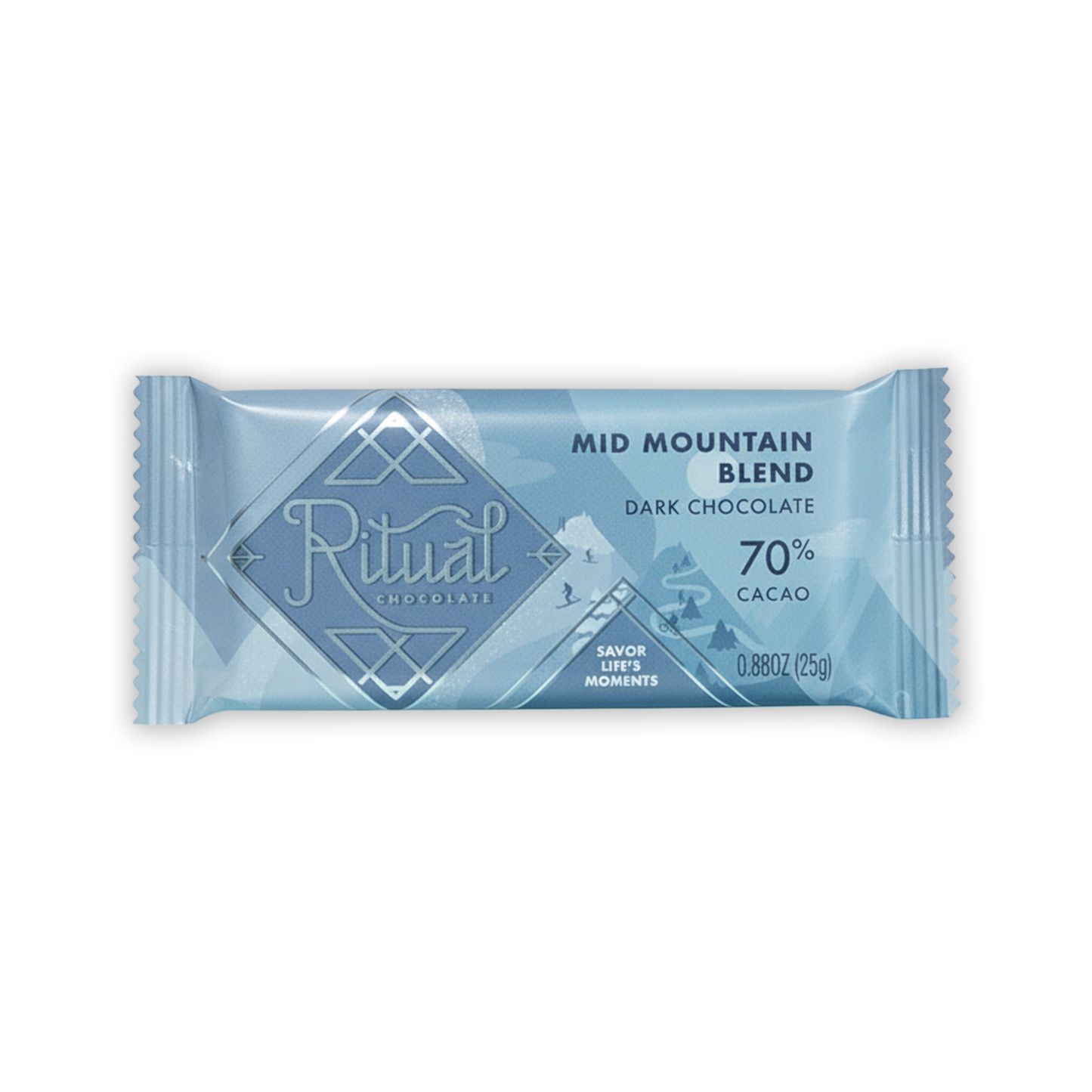 Ritual Mini Bars Mid Mountain light blue foil bar with diamond logo