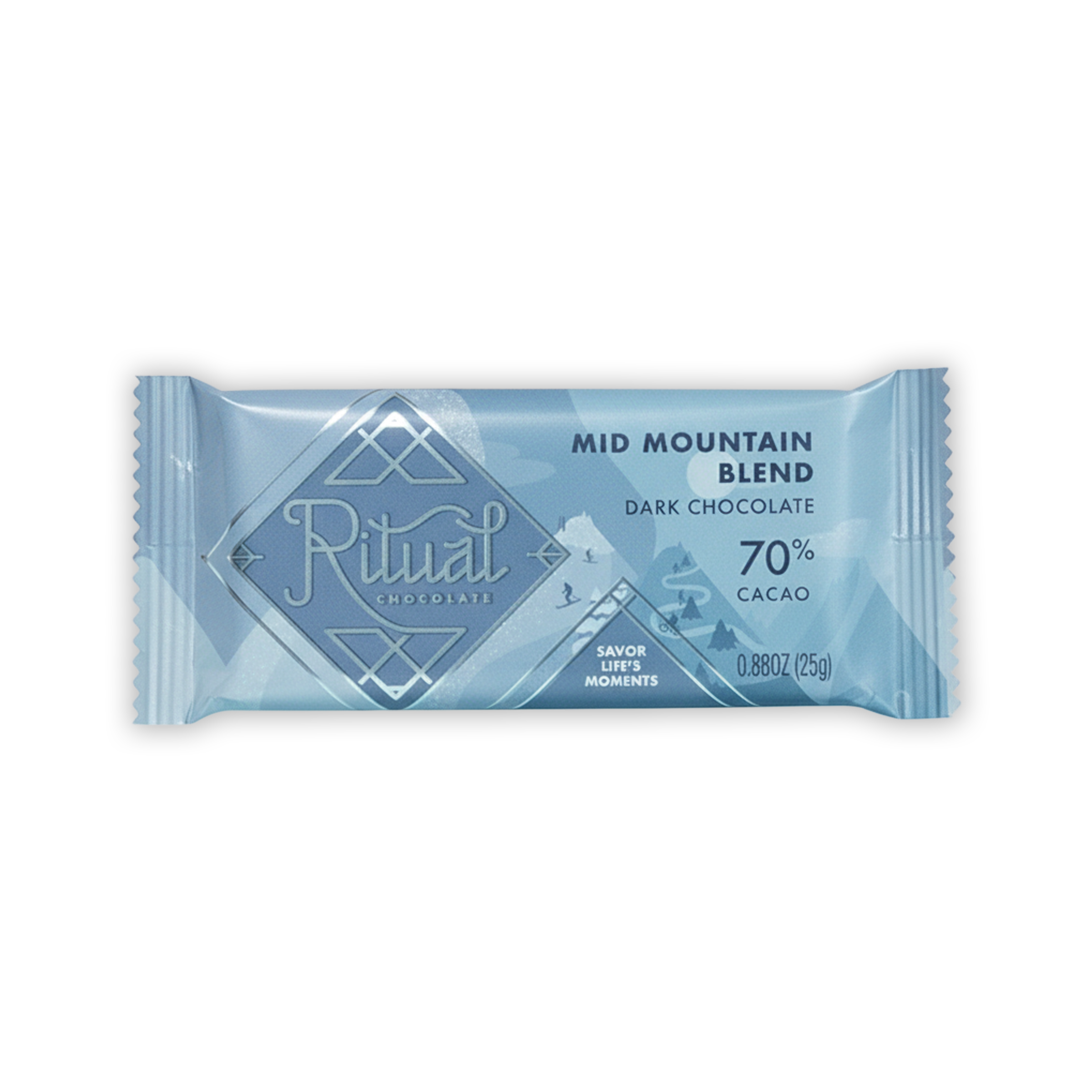 Ritual Mini Bars Mid Mountain light blue foil bar with diamond logo