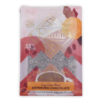 Ritual drinking chocolate cozy cabin 55 percent in pink and gold foil pouch with geometric mountain design